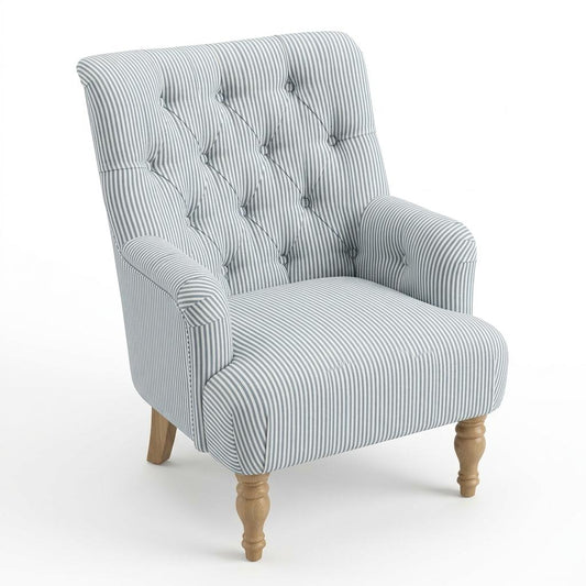 Modern Velvet Accent, Solid Wood Legs - AIMEE STRIPPED CHAIR