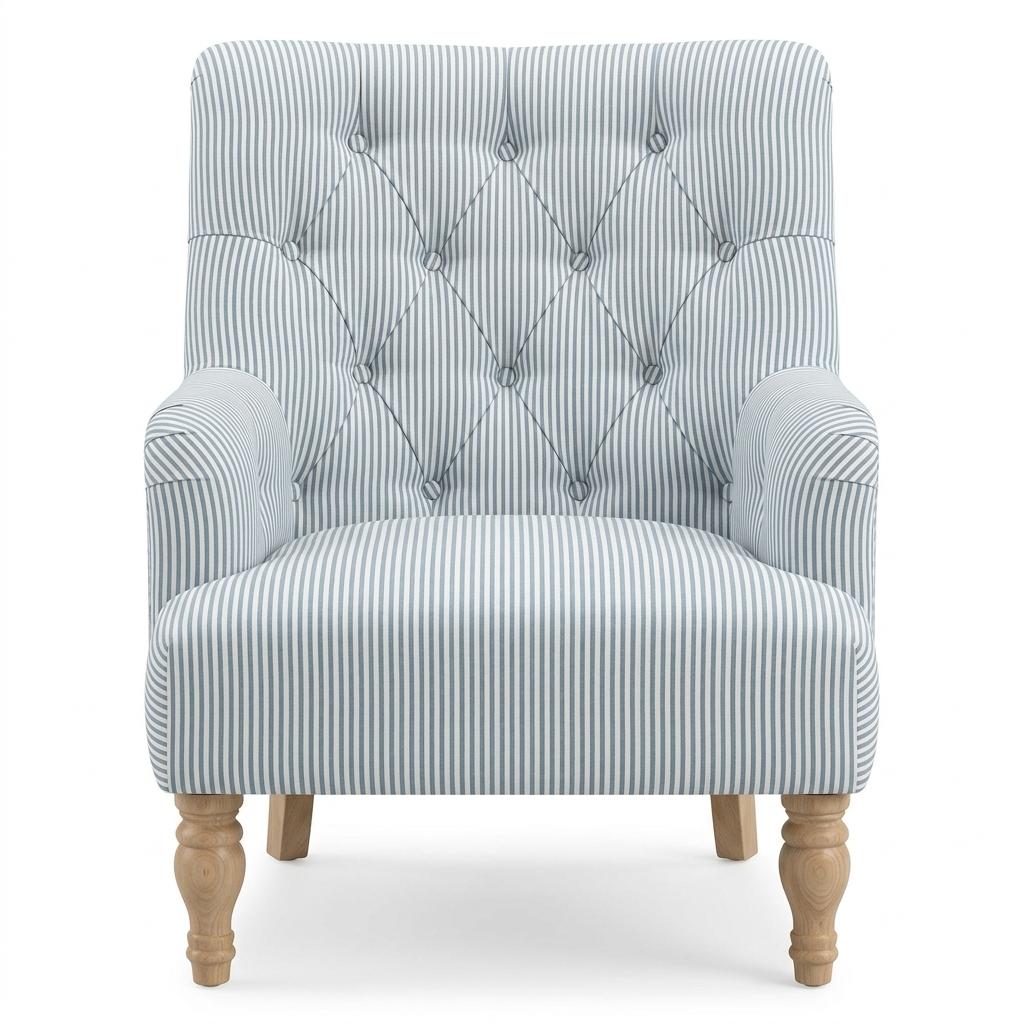 Modern Velvet Accent, Solid Wood Legs - AIMEE STRIPPED CHAIR