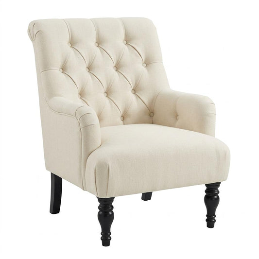 Modern Button-Tufted Fabric Accent Chair - AIMEE WHITE