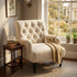 Modern Button-Tufted Fabric Accent Chair - AIMEE WHITE