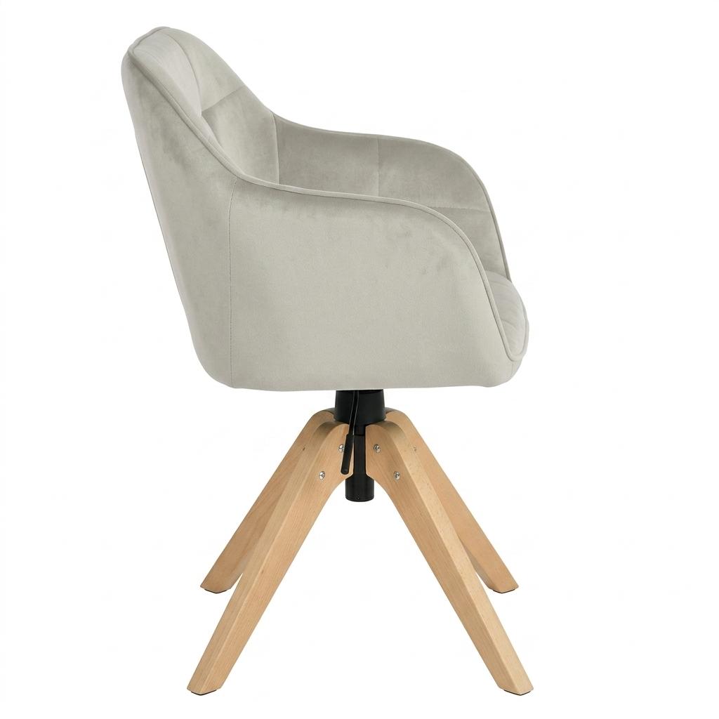 Modern Velvet Office Chair, Solid Wood Legs – AJAX BEIGE