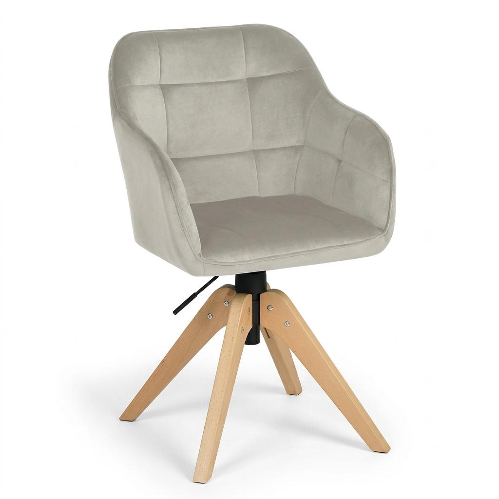 Modern Velvet Office Chair, Solid Wood Legs – AJAX BEIGE