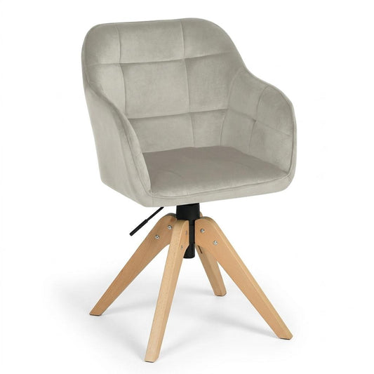 Modern Velvet Office Chair, Solid Wood Legs – AJAX BEIGE