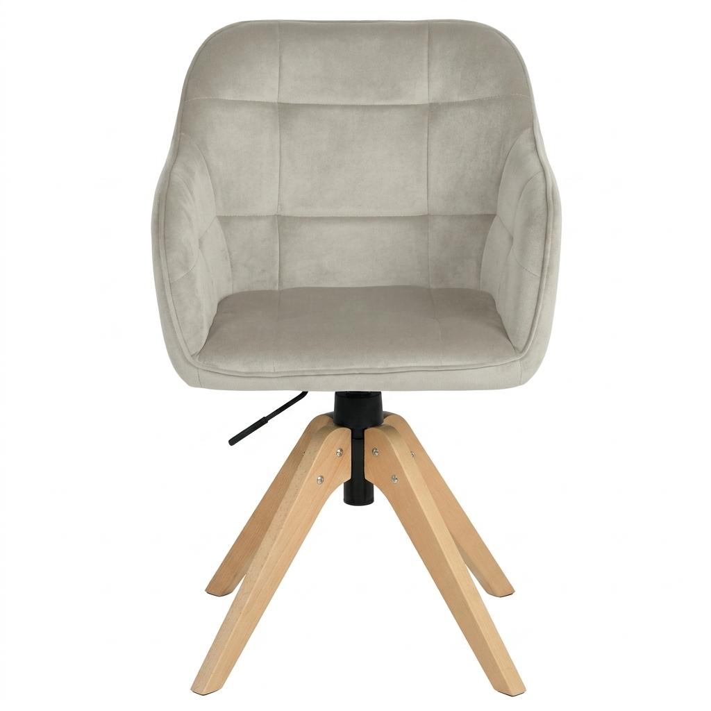 Modern Velvet Office Chair, Solid Wood Legs – AJAX BEIGE