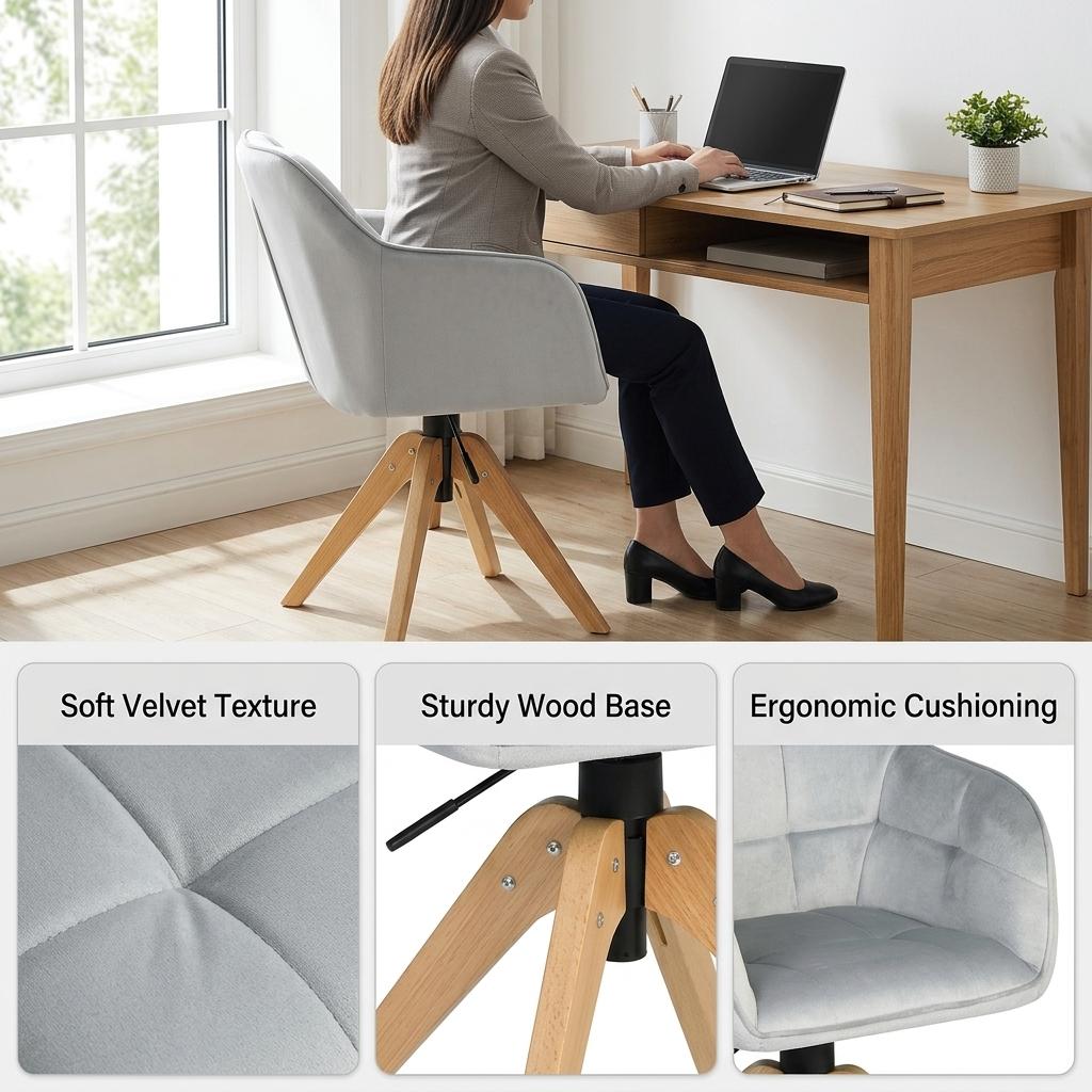 Modern Velvet Upholstered, Solid Wood Leg - AJAX GREY
