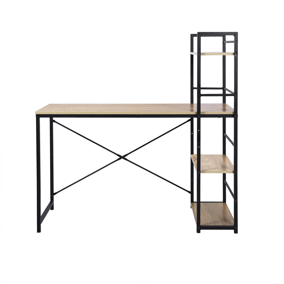 Modern Oak Desk, MDF & Steel Frame - ALASKA OAK BLACK LEG A