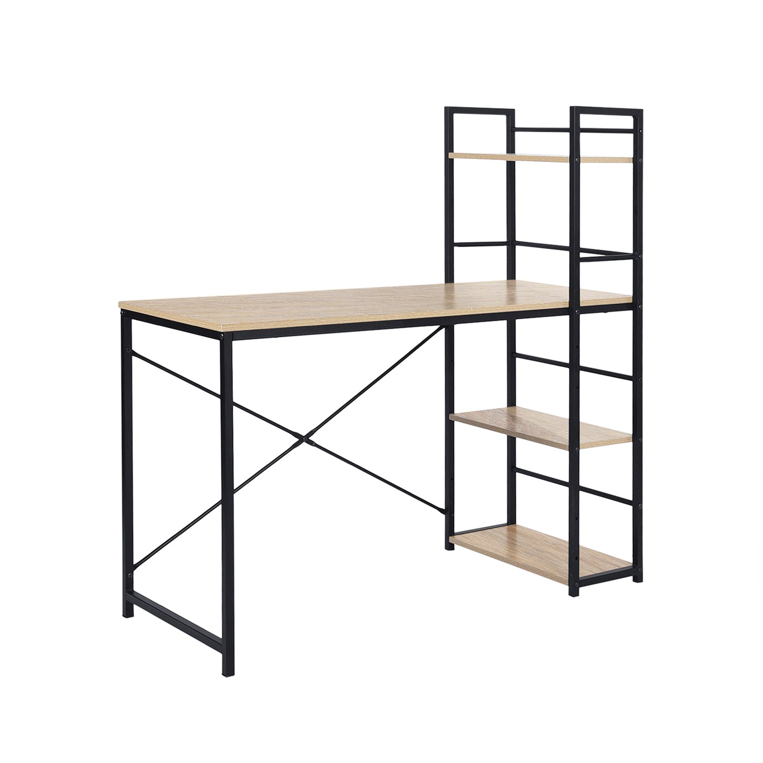 Modern Oak Desk, MDF & Steel Frame - ALASKA OAK BLACK LEG A