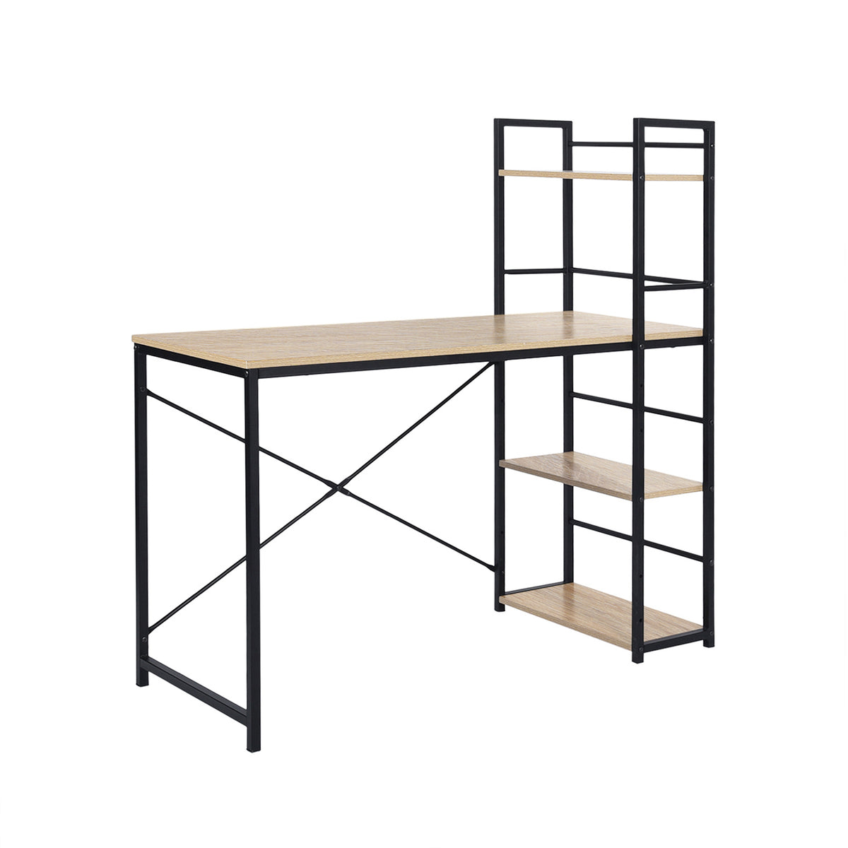 Modern Oak Desk, MDF & Steel Frame - ALASKA OAK BLACK LEG A