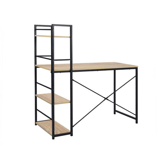 Modern Oak Desk, MDF & Steel Frame - ALASKA OAK BLACK LEG A