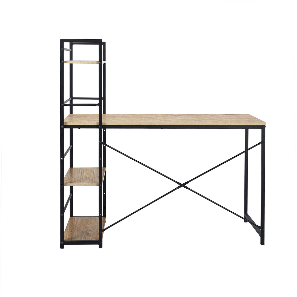 Modern Oak Desk, MDF & Steel Frame - ALASKA OAK BLACK LEG A