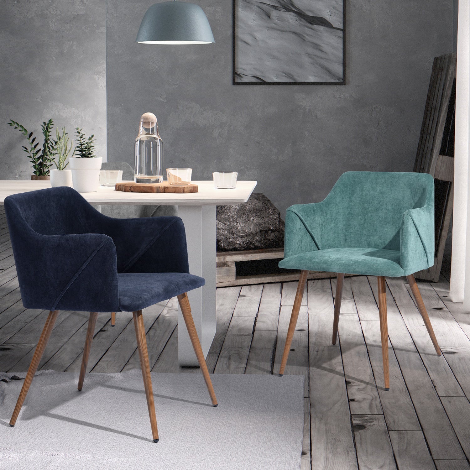 Aldridge Terry Fabric Blue Uk Dining Chairs