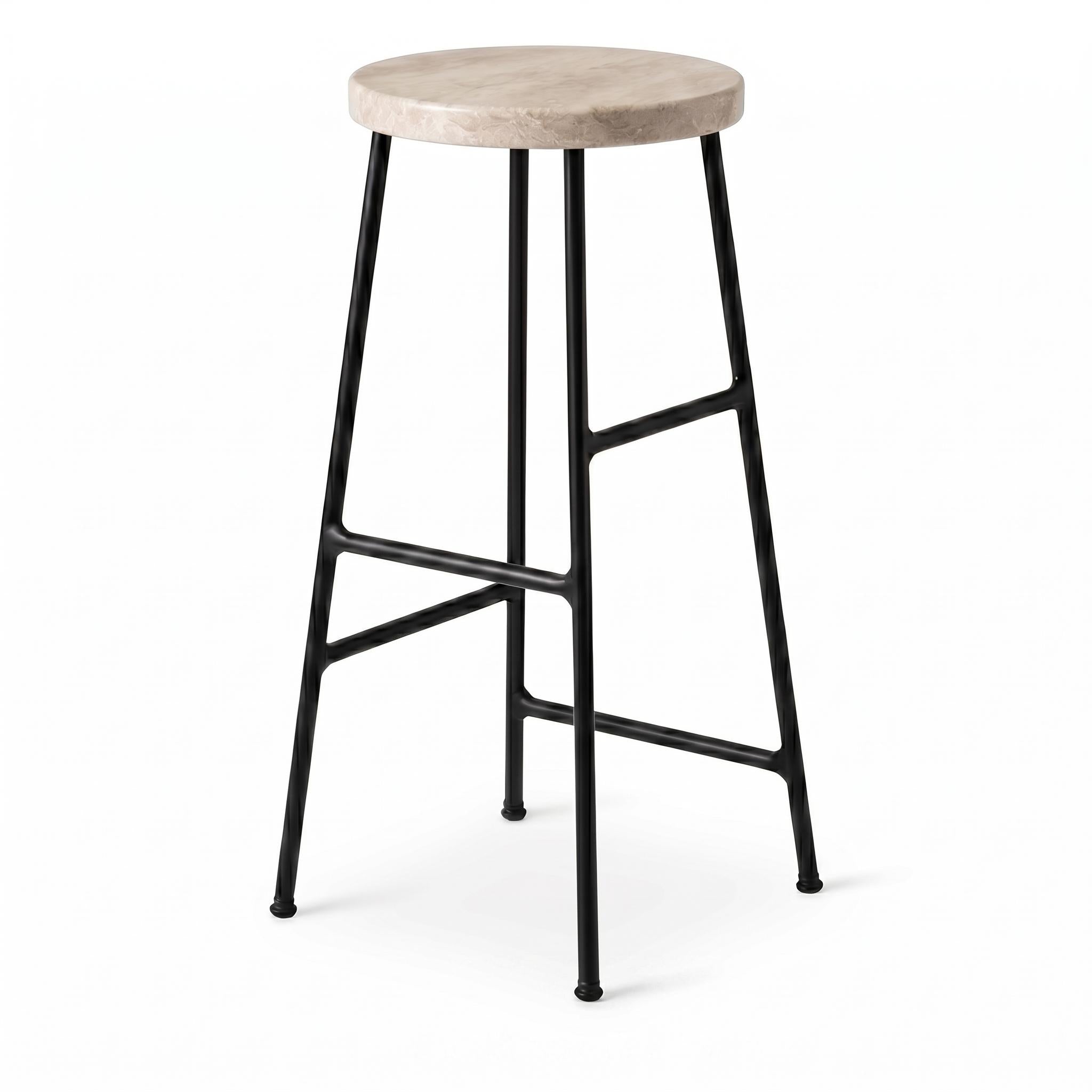 Modern Travertine Bar Stool, Steel Frame – ALGATS 75CM