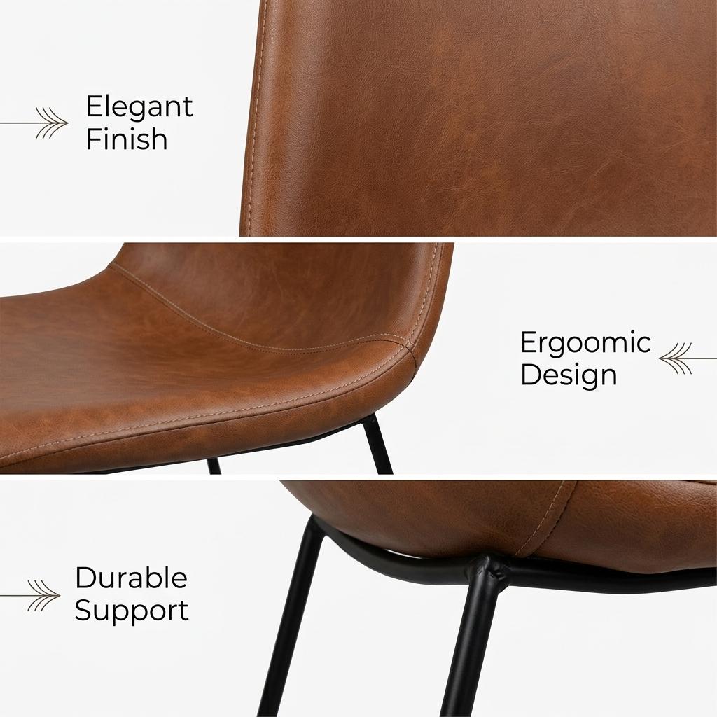 Modern Brown PU Dining Chair – ANCHOR