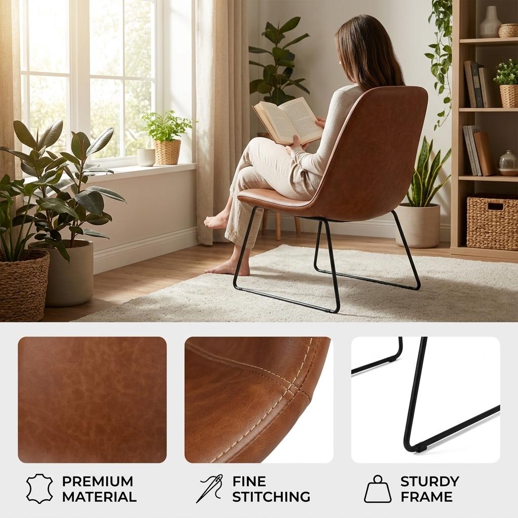Modern Brown PU Dining Chair – ANCHOR
