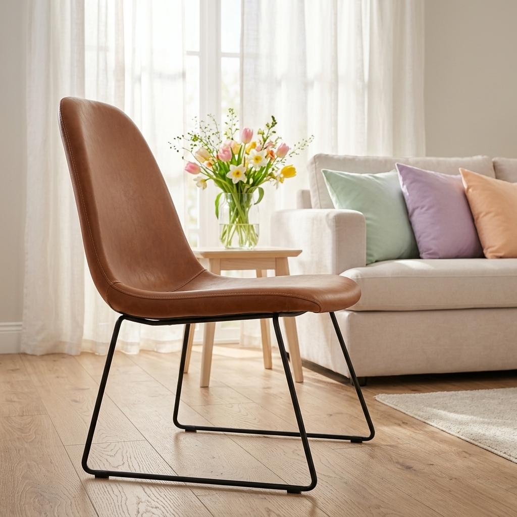 Modern Brown PU Dining Chair – ANCHOR