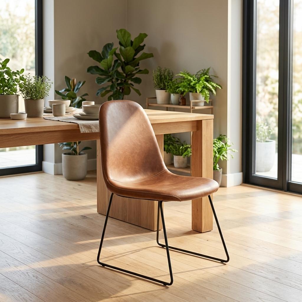 Modern Brown PU Dining Chair – ANCHOR