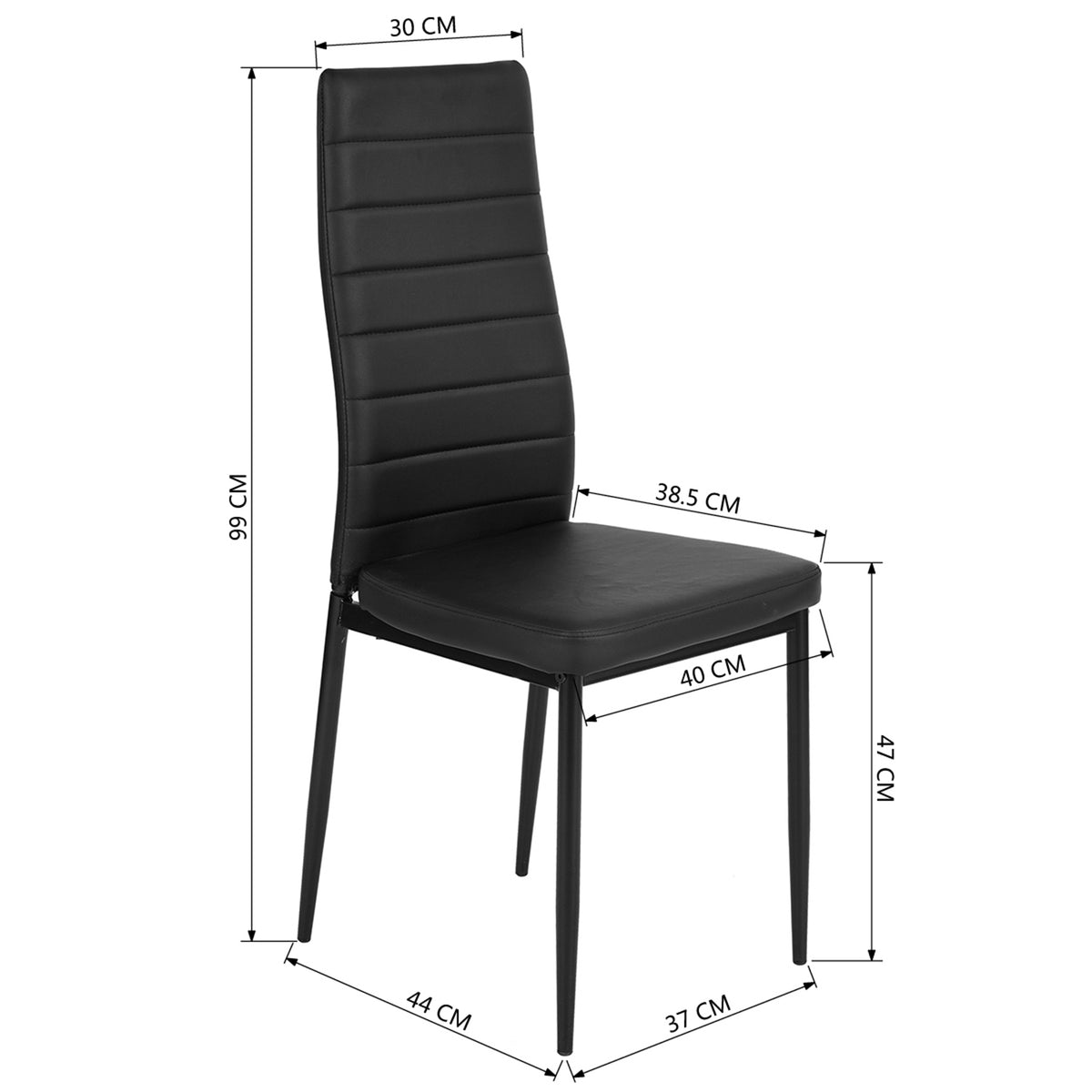 Ann Black Pvc Nl 4Pcs Dining Chairs