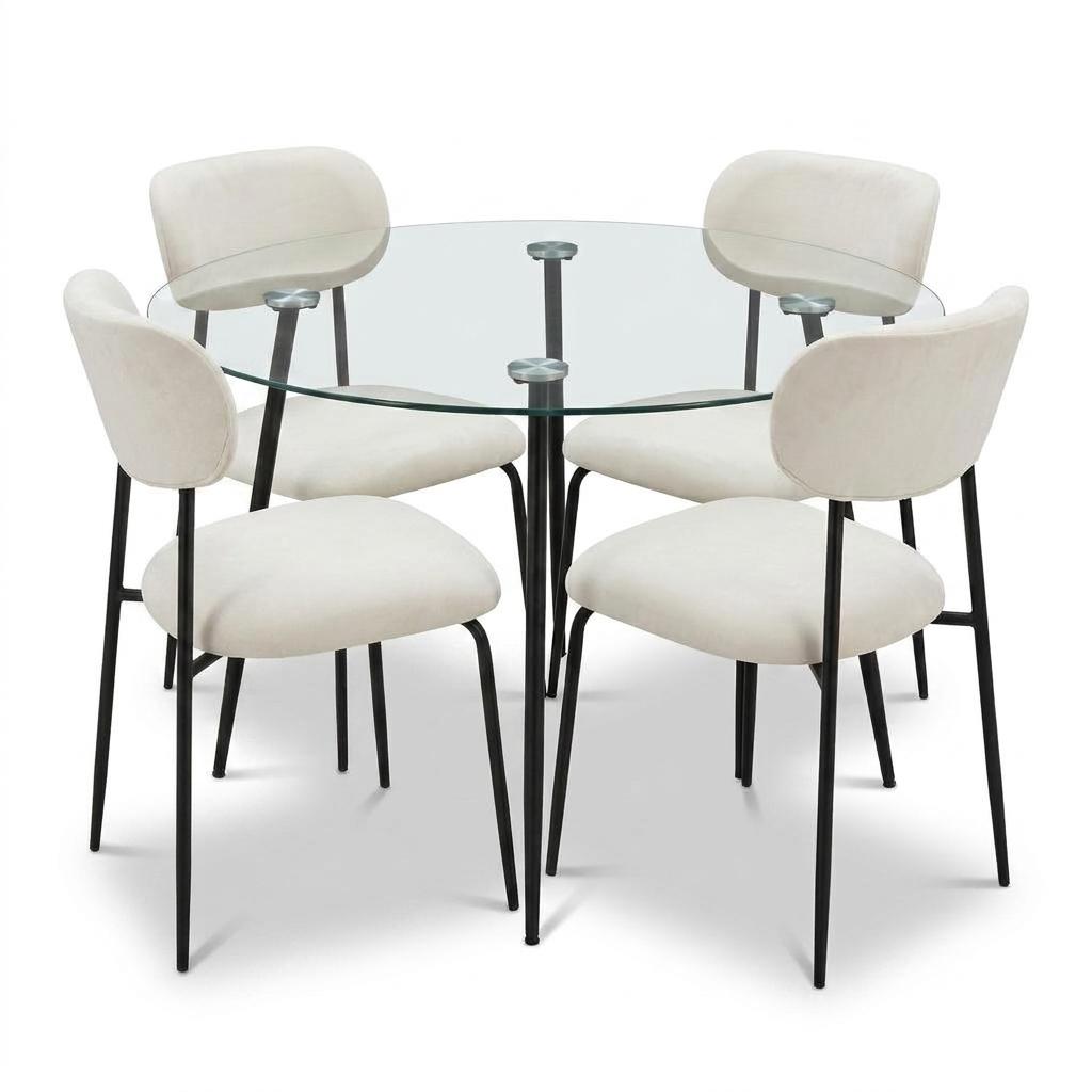 Modern Space-Saving Glass Dining Set - ANTONIA SPACE SAVING DINING SET