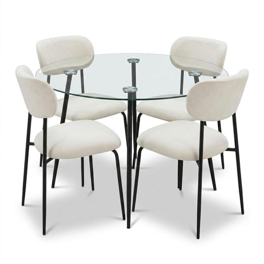 Modern Space-Saving Glass Dining Set - ANTONIA SPACE SAVING DINING SET