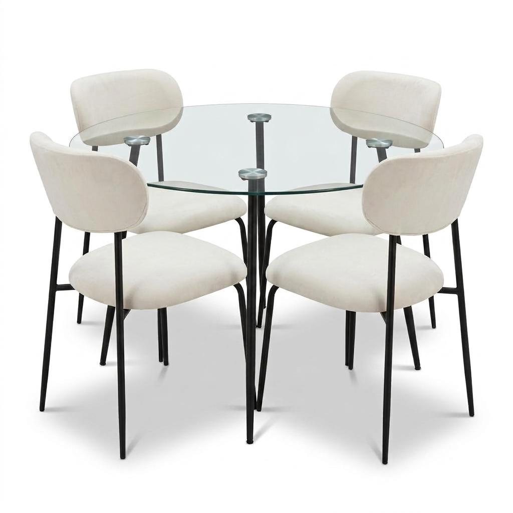 Modern Space-Saving Glass Dining Set - ANTONIA SPACE SAVING DINING SET