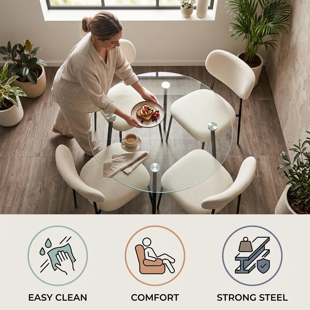 Modern Space-Saving Glass Dining Set - ANTONIA SPACE SAVING DINING SET