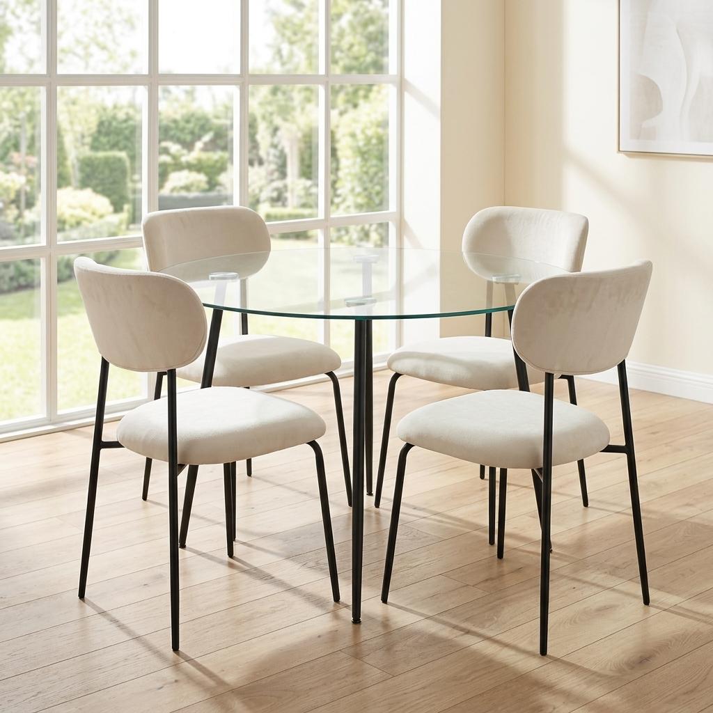 Modern Space-Saving Glass Dining Set - ANTONIA SPACE SAVING DINING SET