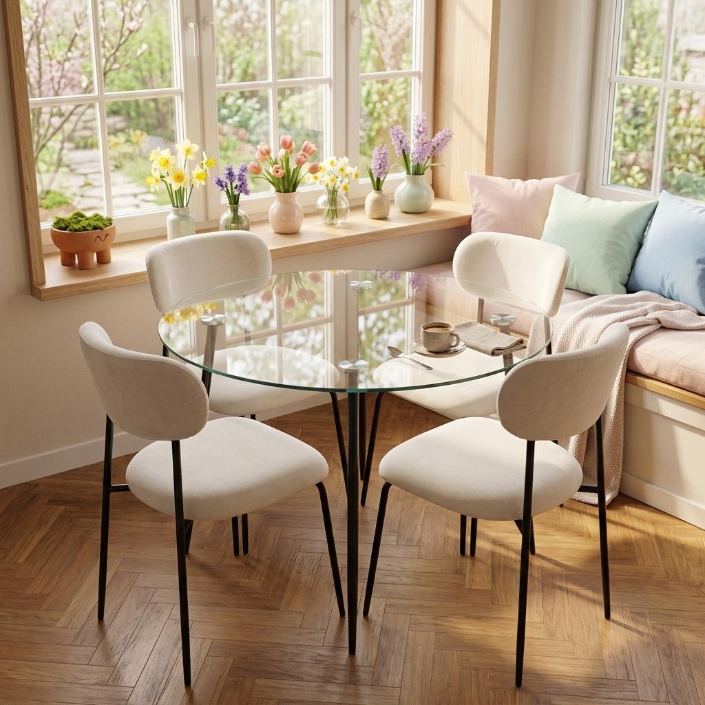 Modern Space-Saving Glass Dining Set - ANTONIA SPACE SAVING DINING SET