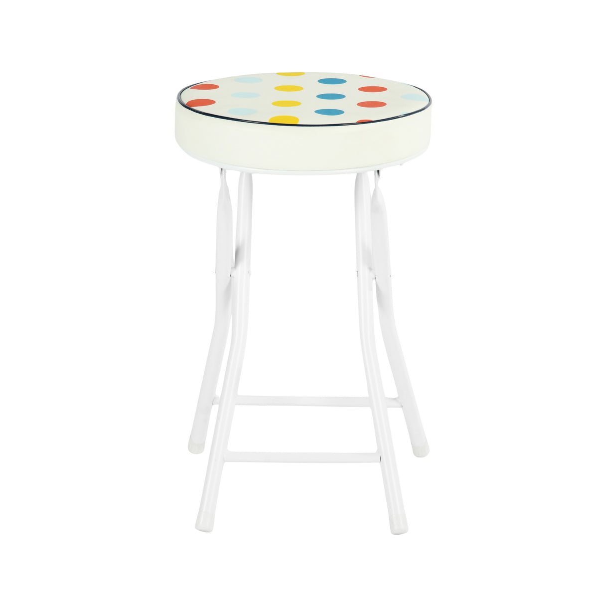 Polkadot Folding Stool, PU Cushion - APPLE COLOR POLKADOT A