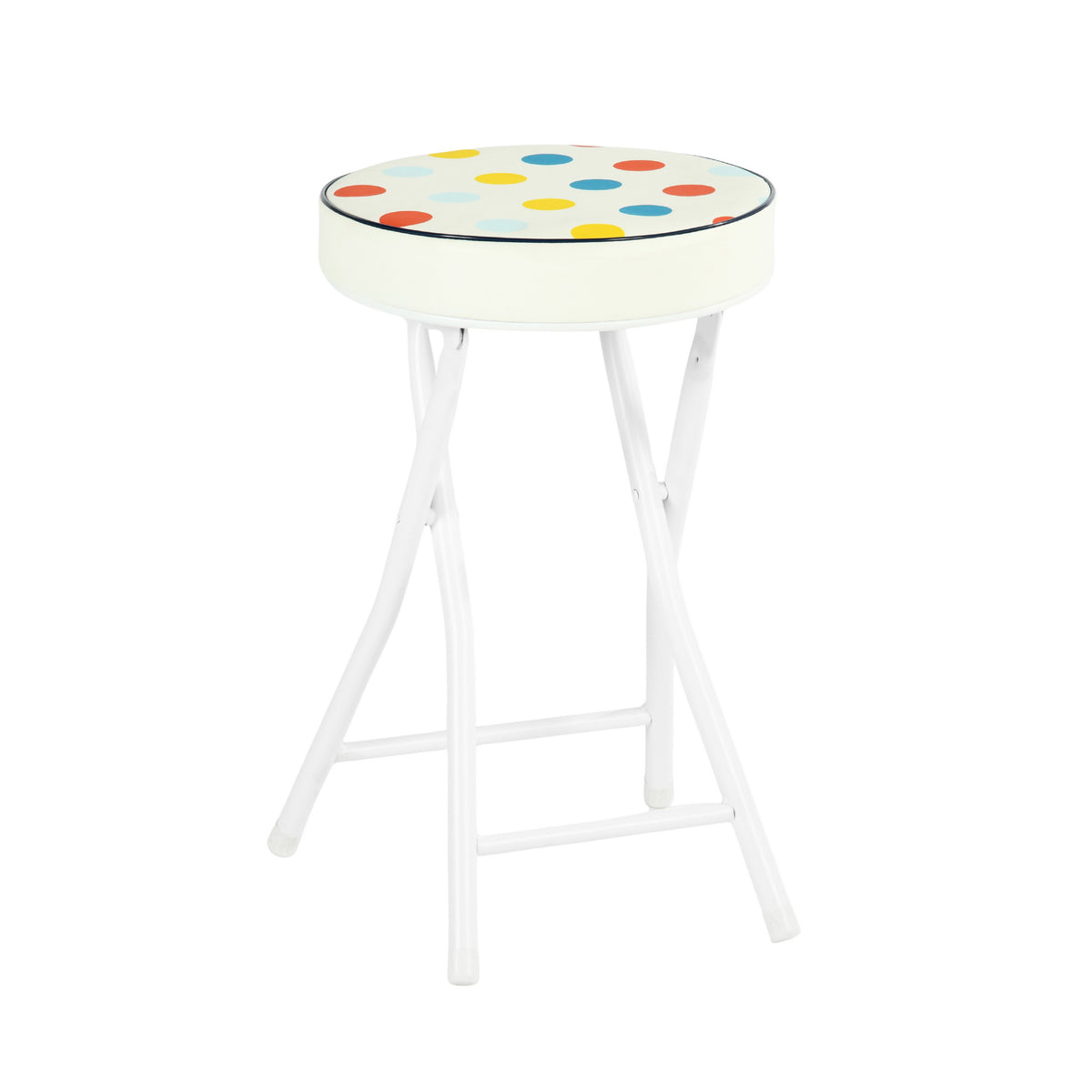Polkadot Folding Stool, PU Cushion - APPLE COLOR POLKADOT A