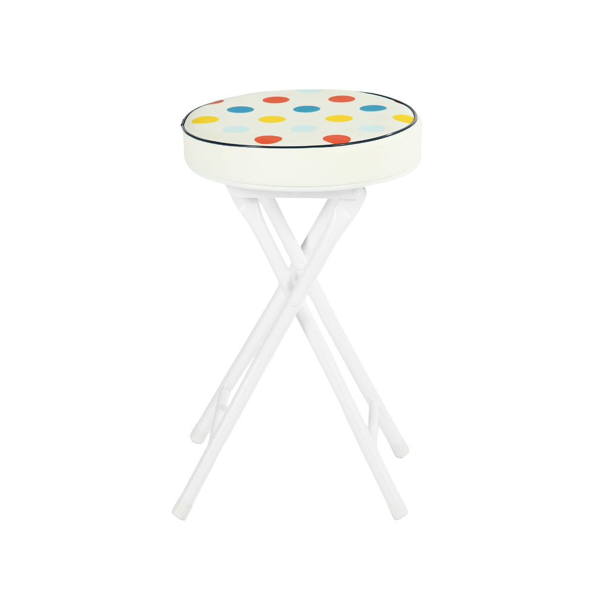 Polkadot Folding Stool, PU Cushion - APPLE COLOR POLKADOT A