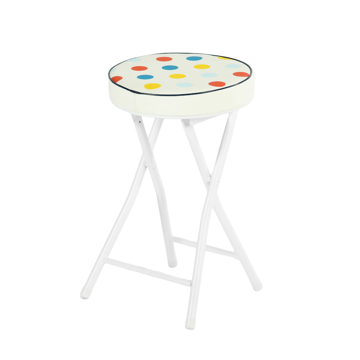 Polkadot Folding Stool, PU Cushion - APPLE COLOR POLKADOT A