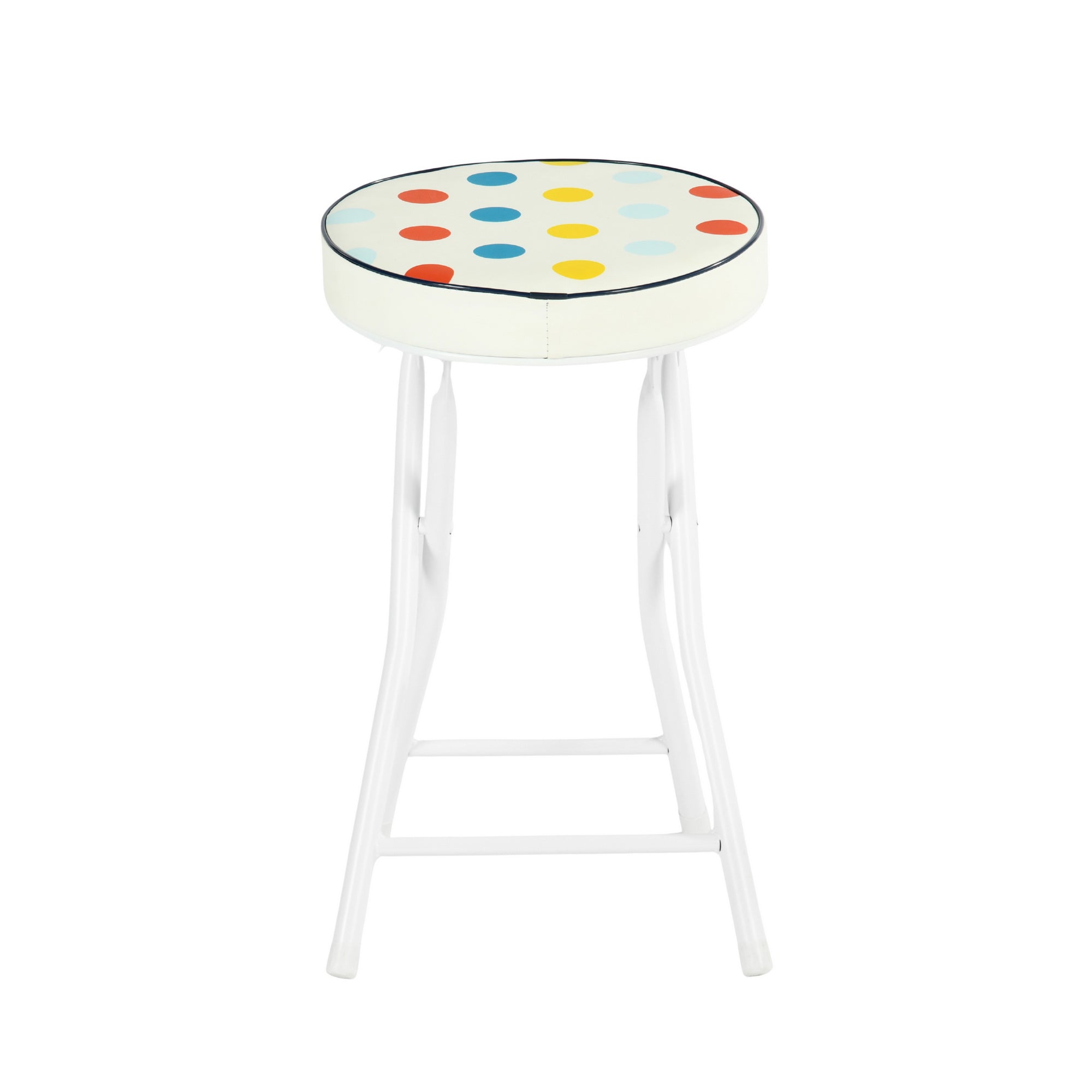 Polkadot Folding Stool, PU Cushion - APPLE COLOR POLKADOT A