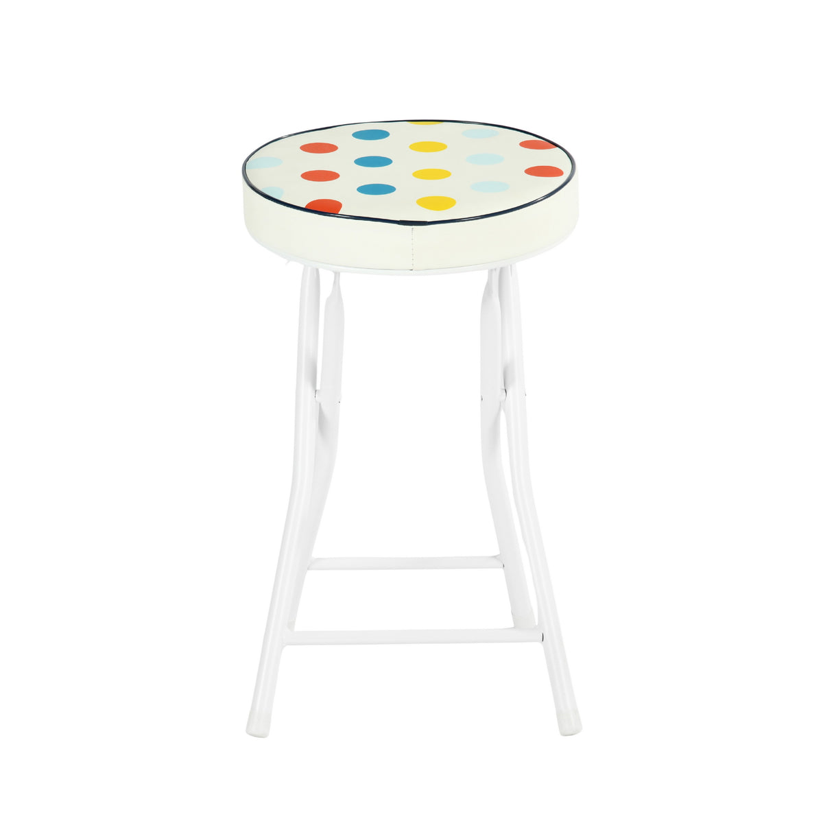 Polkadot Folding Stool, PU Cushion - APPLE COLOR POLKADOT A