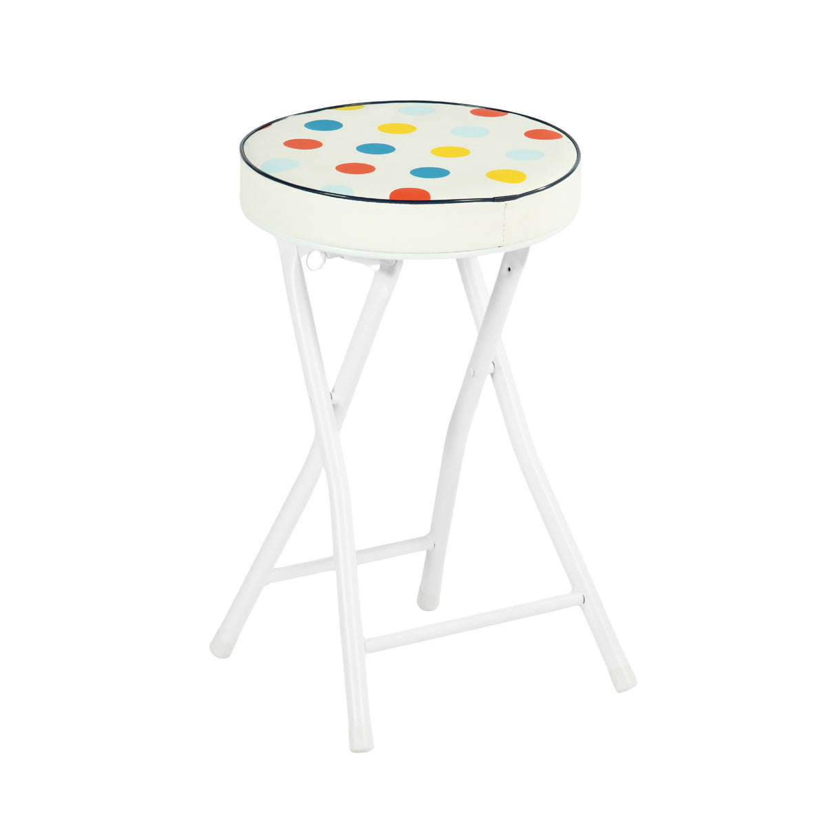 Polkadot Folding Stool, PU Cushion - APPLE COLOR POLKADOT A