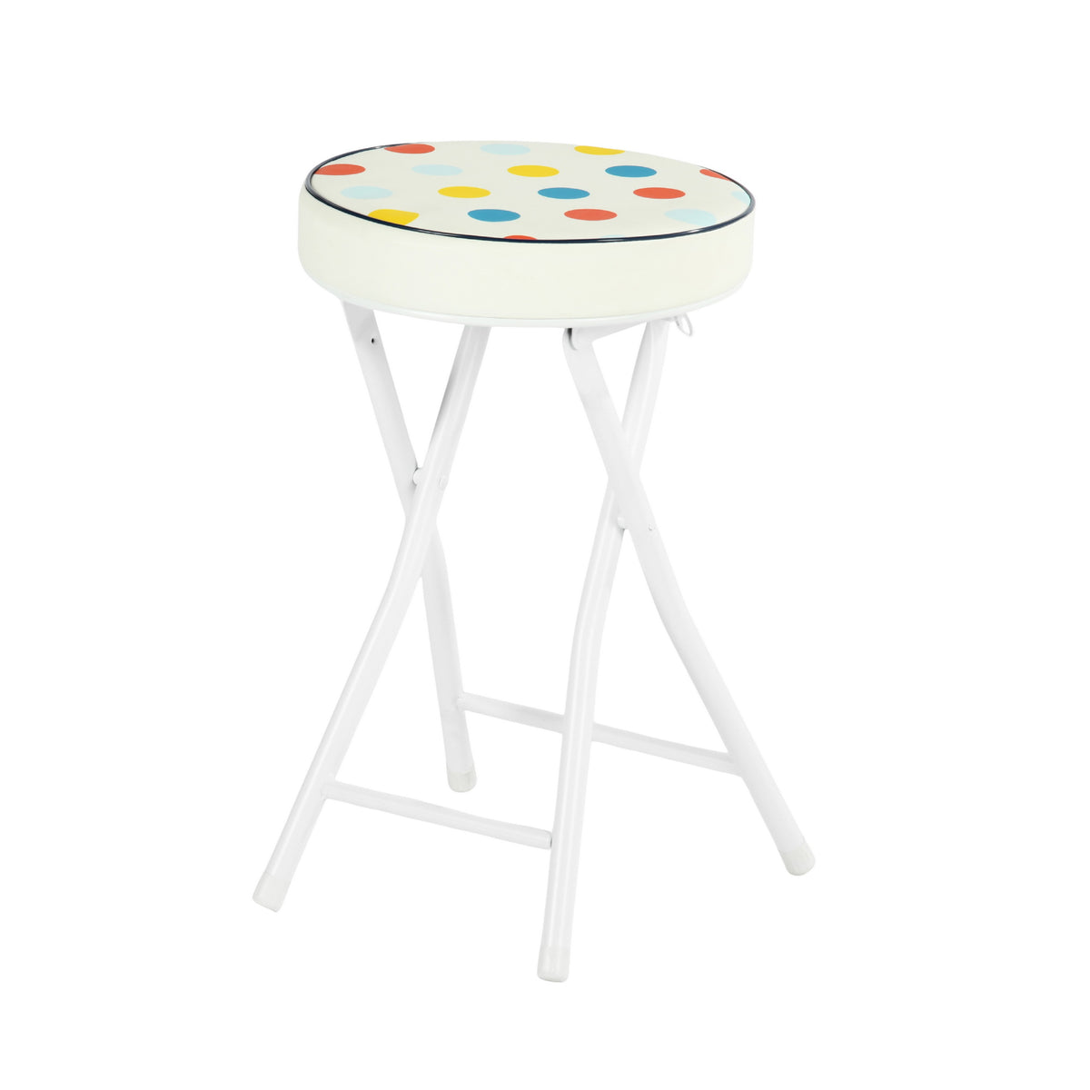 Polkadot Folding Stool, PU Cushion - APPLE COLOR POLKADOT A
