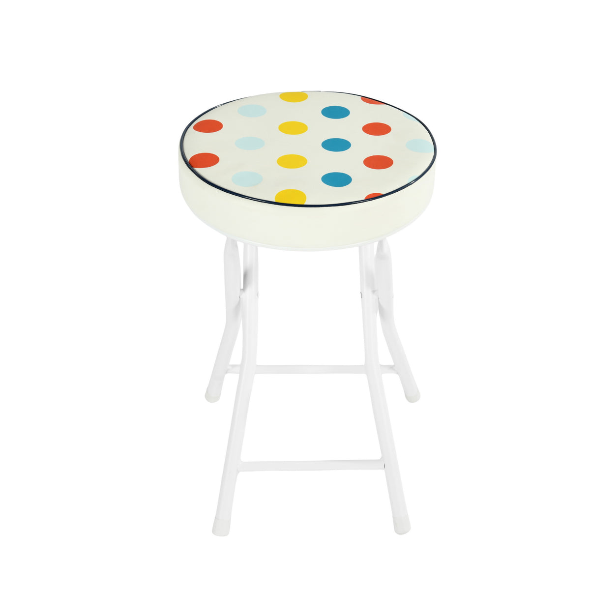Polkadot Folding Stool, PU Cushion - APPLE COLOR POLKADOT A