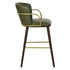 Modern Barstool, Dark Green PU Leather & Solid Wood Leg - ARIC