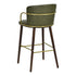 Modern Barstool, Dark Green PU Leather & Solid Wood Leg - ARIC