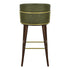 Modern Barstool, Dark Green PU Leather & Solid Wood Leg - ARIC
