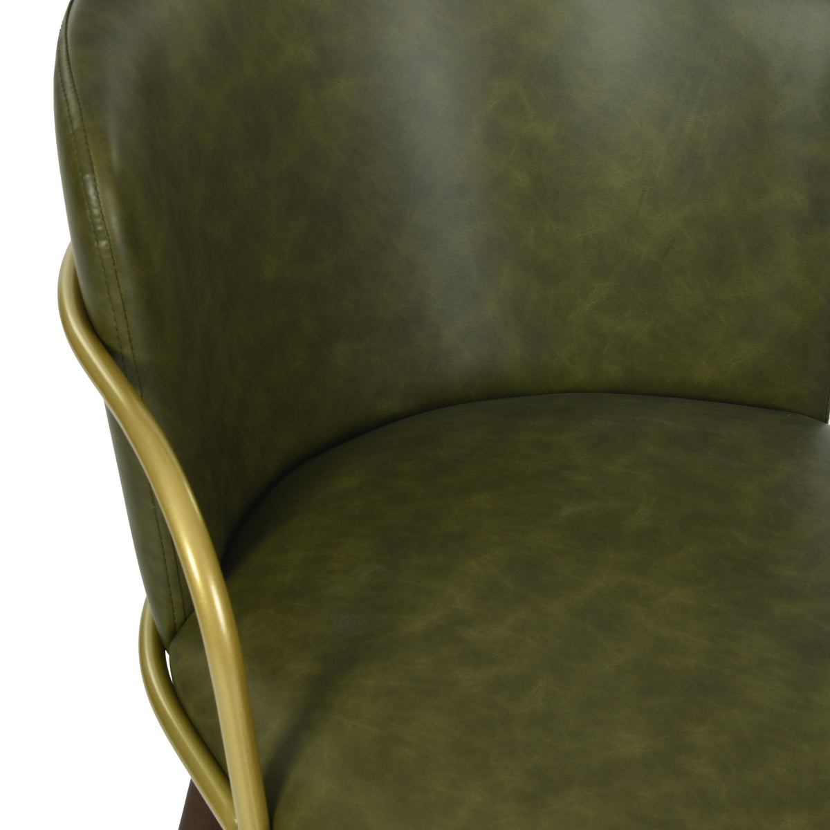 Modern Barstool, Dark Green PU Leather & Solid Wood Leg - ARIC