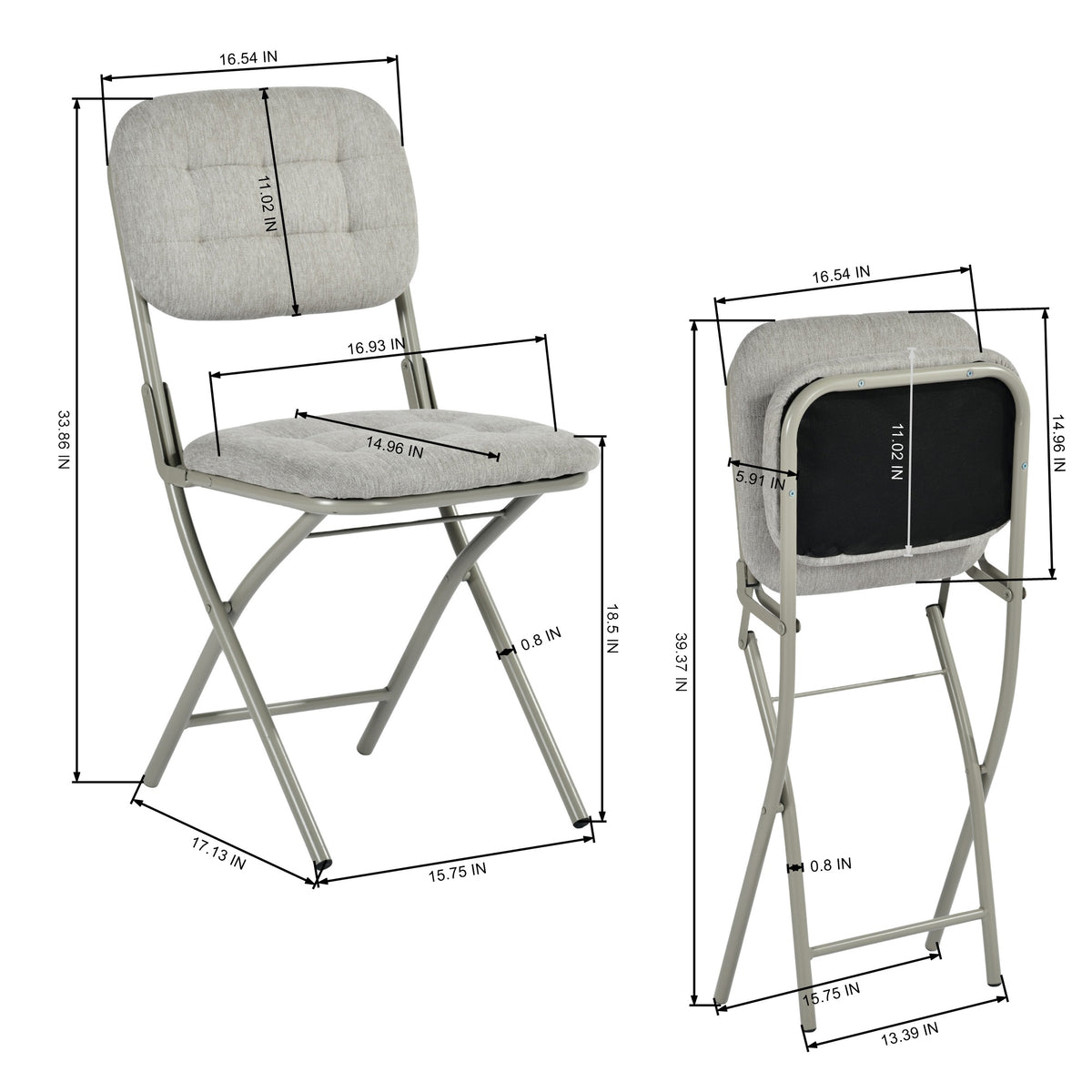 Modern Folding Metal Chair - ARNAINS GREY