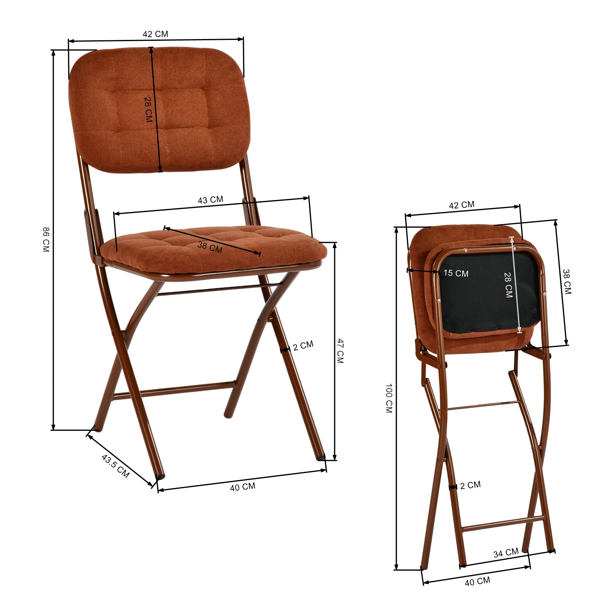 Modern Folding Fabric Chair - ARNAINS ROSE