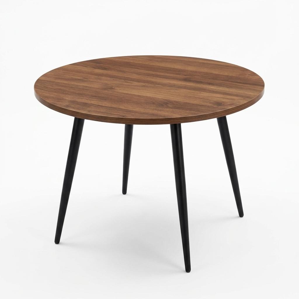 Modern Walnut MDF Table, Steel Support - AVE