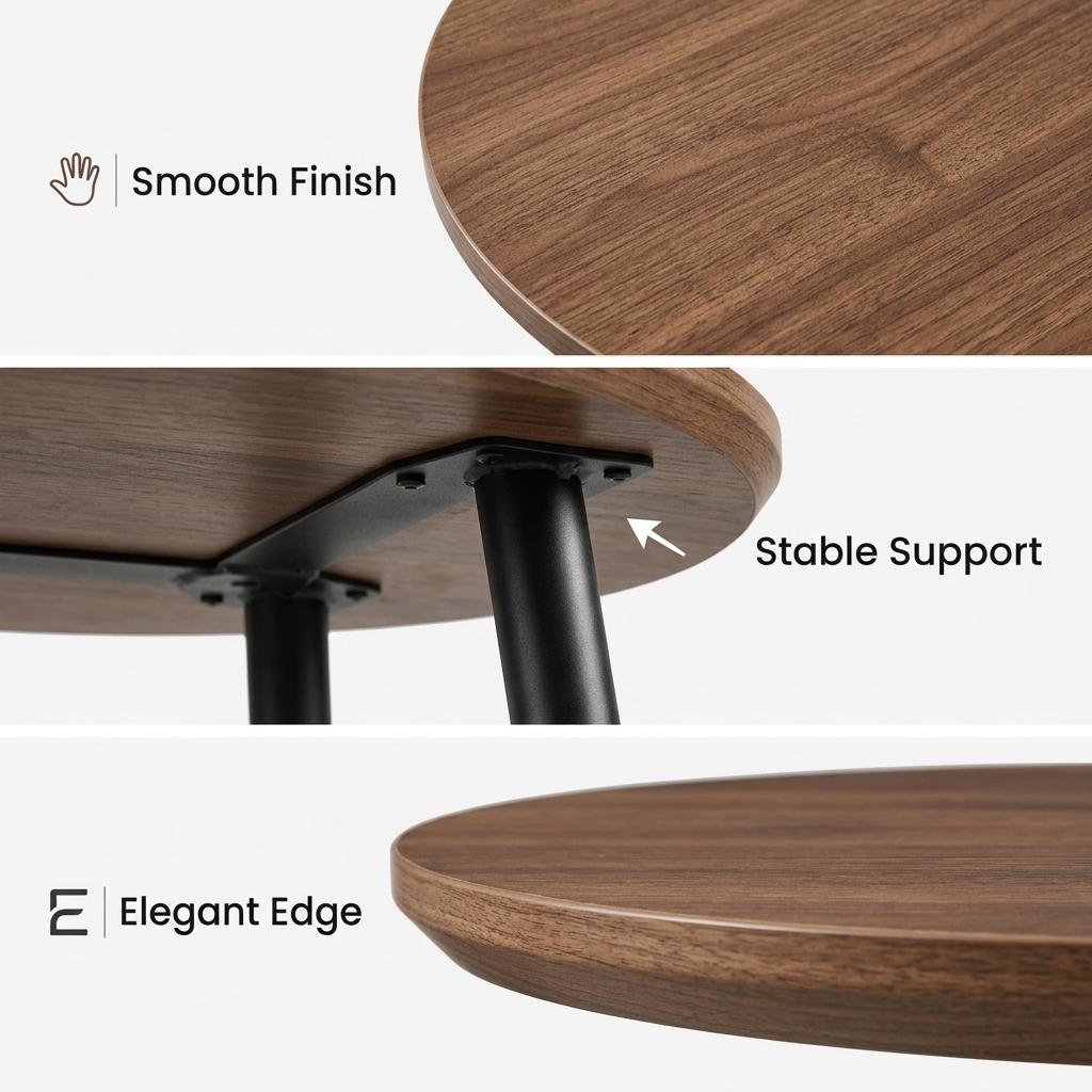 Modern Walnut MDF Table, Steel Support - AVE