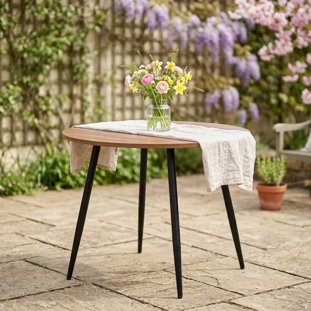 Modern Walnut MDF Table, Steel Support - AVE