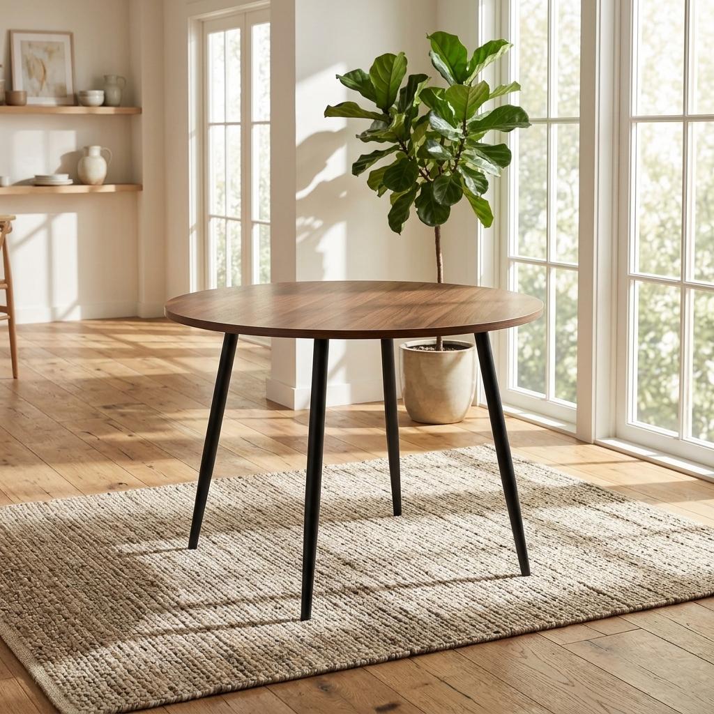 Modern Walnut MDF Table, Steel Support - AVE