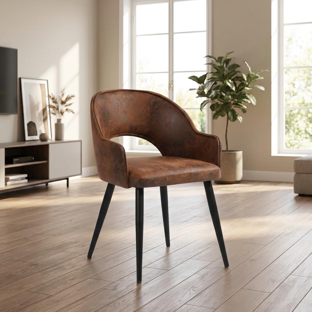 Aranguiz Suede Black Leg Dining Chairs