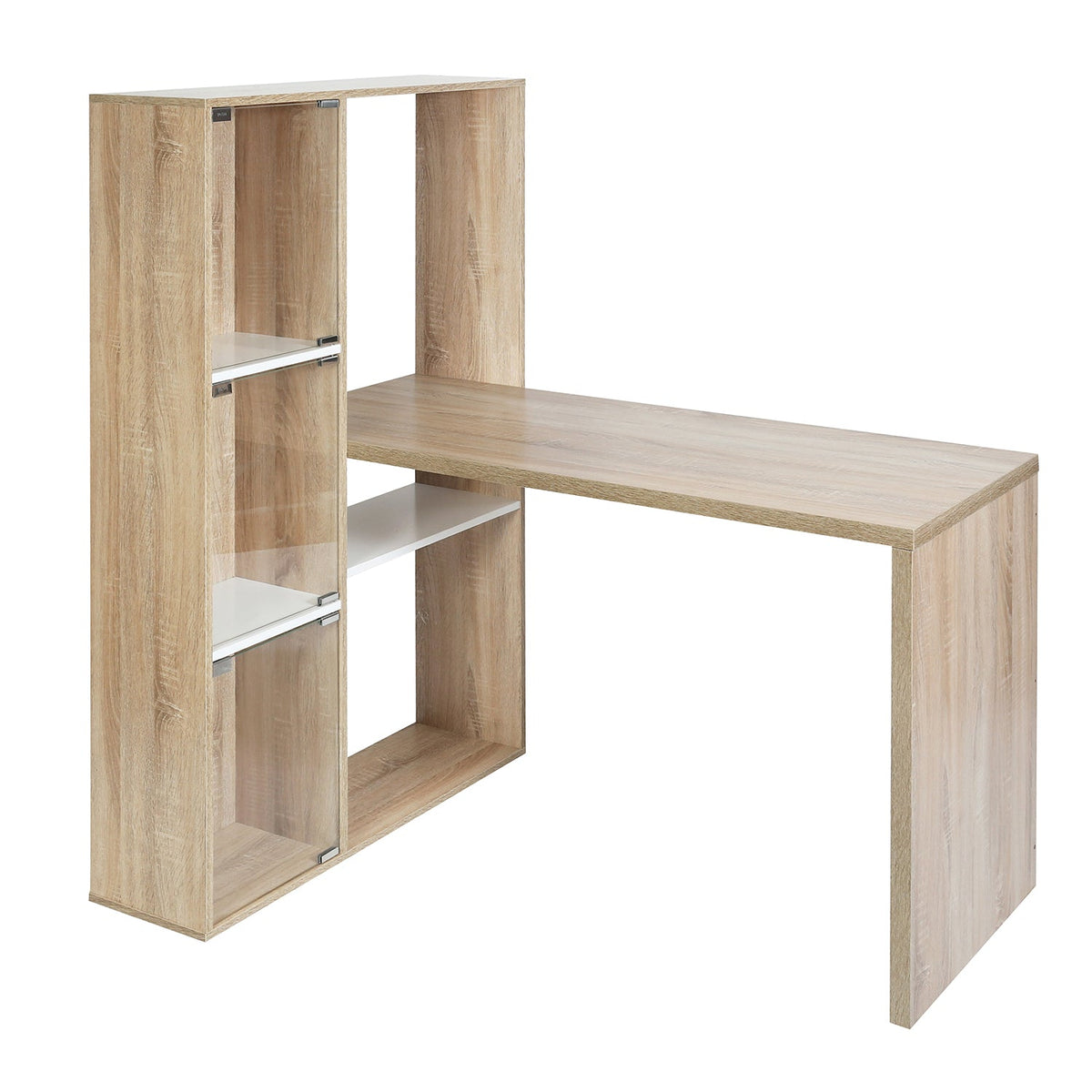Baber Office Desk With Glass Door Shelves