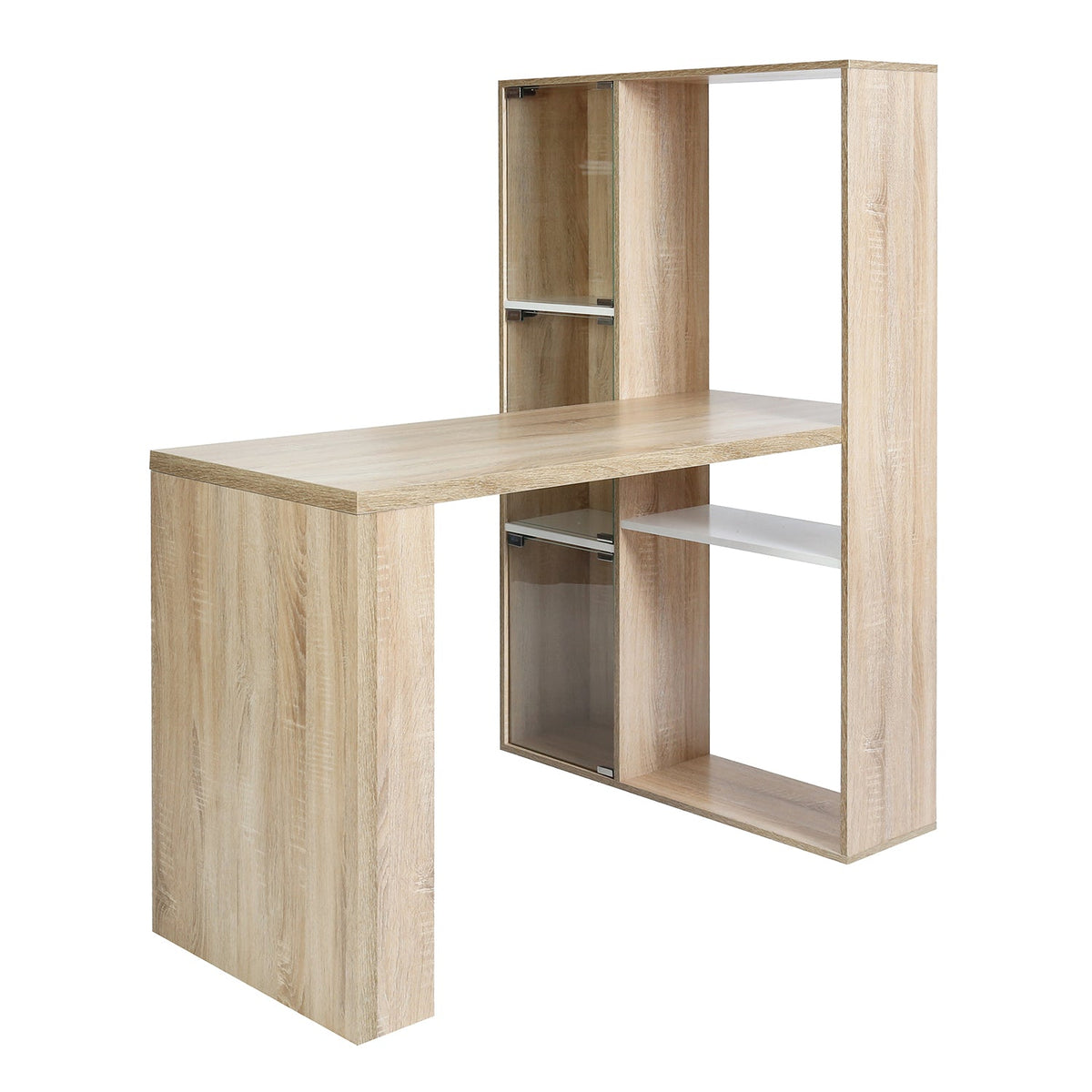 Baber Office Desk With Glass Door Shelves