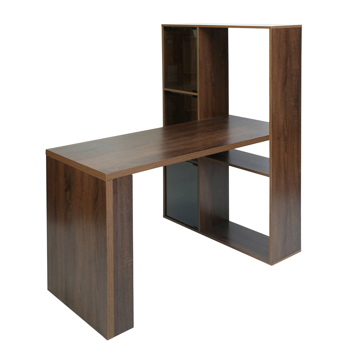 Baber Office Desk With Glass Door Shelves
